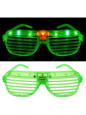 Evimdeyokyok LED Işıklı Panjur Parti Gözlüğü Yeşil Renk Shutter Gözlük