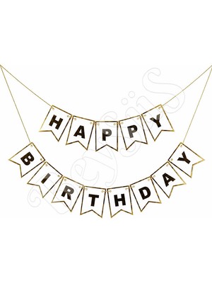 BeySüS Happy Birthday Banner Beyaz