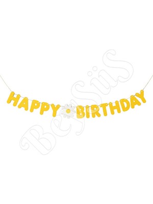 BeySüS Papatya Temalı Happy Birthday Banner