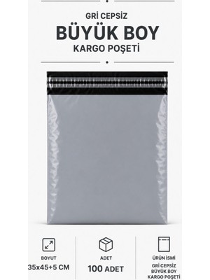 Royaleks Gri Cepsiz Büyük Boy Kargo Poşeti 35X45+5 cm 100 Adet
