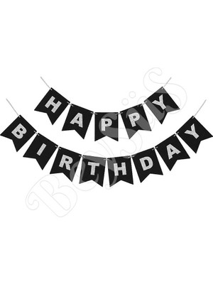 BeySüS Happy Birthday Banner Siyah