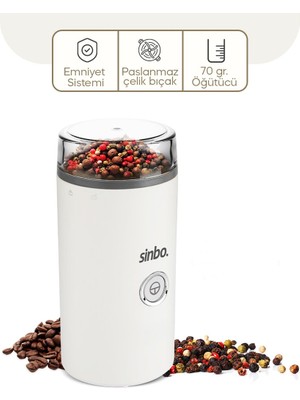 Demir Grup cc Sinbo Kahve Baharat Öğütücü - 70 gr Çelik Hazne - 2 Bıçaklı