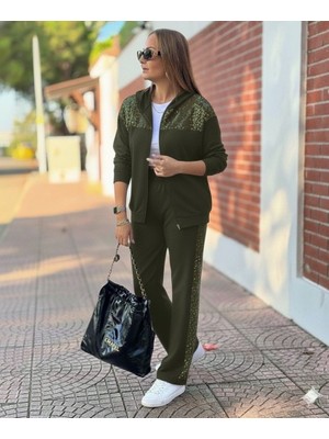 Demir Grup cc Kadın Uzun Kollu Önden Fermuarlı Pul Payetli Alt Üst Viskon Iki Iplik Takım
