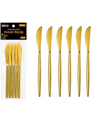 Demir Grup cc 6 Parça Yemek Bıçağı Seti - Parlak Altın Renk - 21 cm