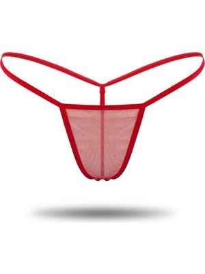 Kırmızı Transparan Tül String Tanga TM1115