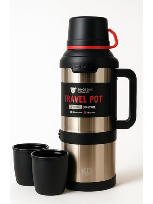 NEVVALİFE Kd Travel Pot Çelik 3,6 Litre Mega Termos – 48 Saat Sıcak & Soğuk Koruma, Uzun Süre Isı Saklayan Vakum Teknolojisi, Kamp, Av, Piknik ve Iş Hayatı Için Üst Düzey Dayanıklılık.