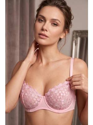 Pembe Balenli Dantelli Sütyen TM1413