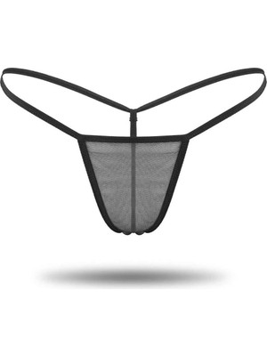 Siyah Transparan Tül String Tanga TM1114