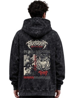 Sevbano Berserk Guts Anime Baskılı Unisex Oversize Yıkamalı Premium Hoodie Sweatshirt