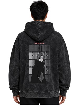 Sevbano Uchiha Itachi Naruto Anime Baskılı Unisex Oversize Yıkamalı Premium Hoodie Sweatshirt