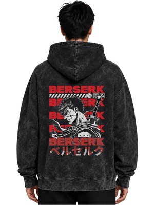 Sevbano Berserk Guts Anime Baskılı Unisex Oversize Premium Yıkamalı Hoodie Sweatshirt