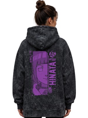 Sevbano Hinata Hyuga Naruto Anime Baskılı Unisex Oversize Premium Yıkamalı Hoodie Sweatshirt