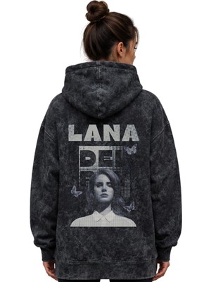Sevbano Lana Del Rey Şarkıcı Baskılı Unisex Oversize Premium Yıkamalı Hoodie Sweatshirt