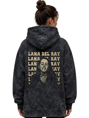 Sevbano Lana Del Rey Şarkıcı Baskılı Unisex Oversize Premium Yıkamalı Hoodie Sweatshirt