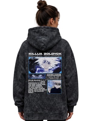 Sevbano Killua Zoldyck Hunter x Hunter Anime Baskılı Unisex Oversize Premium Yıkamalı Hoodie Sweatshirt