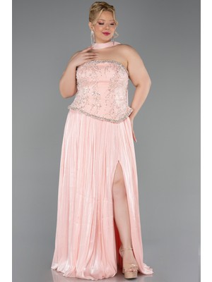 Abiyefon Straplez Peplum Pliseli Büyük Beden Abiye ABU5793