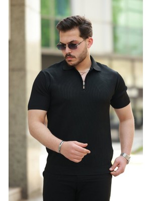 Nova Epoxy Art Erkek Fermuarlı Yakalı Kısa Kollu Tshirt