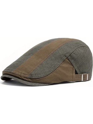YYB Unisex Klasik Gözlük Şapkası  Siyah & Haki Retro Flat Cap  Mevsimlik Kullanım