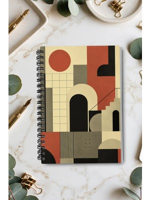 giftkonsept Boho Sanatsal Geometrik Desenli 50 Yaprak 100 Sayfa Sprialli Defter