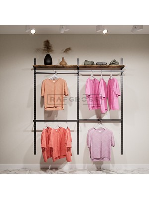 Mağaza Raf Sistemi – Butik Raf Sistemi – Giyinme Odası Raf Sistemi Raflı 275 × 200 cm