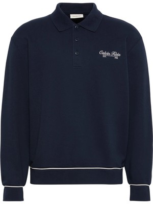 Calvin Klein Erkek Lacivert Calvin Klein Ls 350GSM Terry Pıpe, Cef Lacivert Erkek Polo