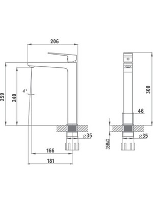 MarkEntegra Mat Siyah Yüksek Tip Lavabo, Modern Tasarım