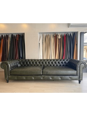 Veluxe Home & Living'den Torino Chester Deri Koltuk Hakiki Deri Chester Koltuk