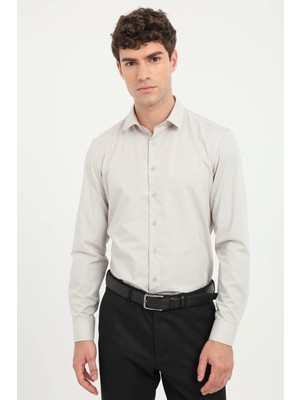 Dufy Erkek Slim Fit Uzun Kol Gri Gömlek