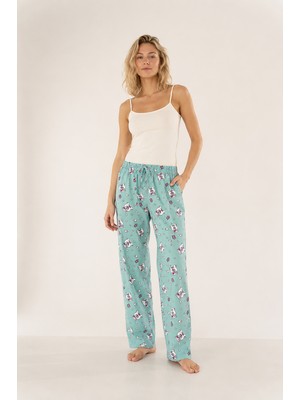 Ziccho Beli Lastikli Desenli Pamuklu Kadın Pijama Altı