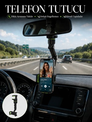 Renas Store Dikiz Aynası Telefon Tutucu Katlanabilir Ayarlanabilir Araç Içi Telefon Standı