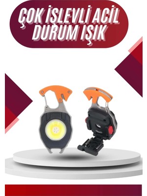 Renas Store 7 Modlu Mini LED Lamba Anahtarlık USB Şarjlı Kamp Için Taşınabilir