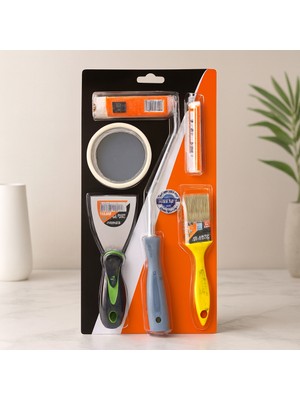 Eseno Select 5 Parça Boyacı Seti (Spatula, Kestirme Fırça, Yedek Rulo, Bant, 10 cm Fırça)