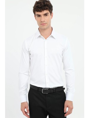 Dufy Erkek Slim Fit Uzun Kol Beyaz Gömlek