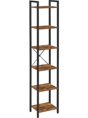 Hepta Collection Vasagle Raf, Kitaplık, Dikili Raf, DVD Rafı, 6 Seviyeli, Ofis Rafı, Açık Raflar, Ofis, Oturma Odası,