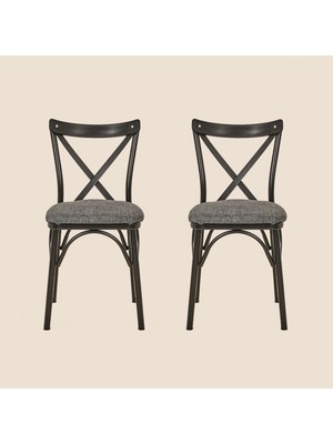 Just Home Moura 2'li Sandalye - Antrasit / Siyah - 84X40X41 cm