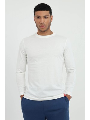 Dufy Erkek Regular Fit Bisiklet Yaka Beyaz Sweatshirt