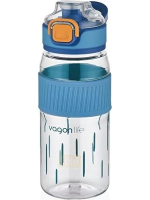Bg Store 550ML Rahat Içim Desenli Silikon Gövde Kilitlenebilir Kapaklı Polikarbon Matarası (Lacivert)