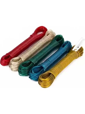 Renas Store Pvc Kaplama 20 Metre Çelik Çamaşır Ipi 12 Adet