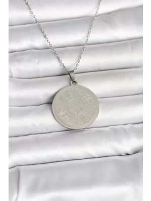 Renas Store 316L Çelik Gümüş Renk Ayetel Kürsi Yazılı Kolye - TJ-BKO11058