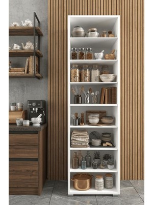 Haus Modüler Köyceğiz, Açık 8 Raflı 180 cm Erzak,kiler,kuru Yiyecek,kuru Bakliyat,mutfak Organizeri Çok Amaçlı Dolap