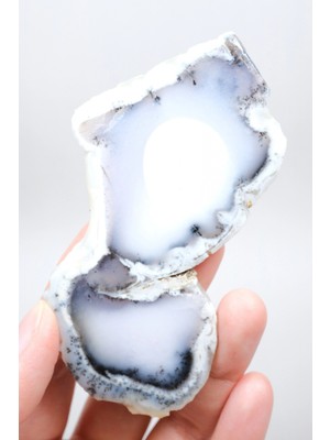 Healcrystal Merlinit Dilimi: Lavanta Mavisi ve Süt Beyazı Dendritik Opal