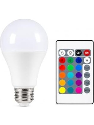 Bg Store Kumandalı Rgb LED Ampul 9W E27 – Renk Değiştiren Uzaktan Kumandalı Dekoratif Akıllı Işık – Beyaz/gün Işığı/rgb Modlu