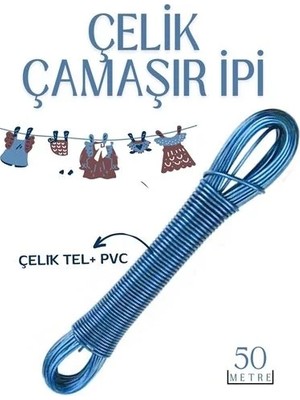 Renas Store 50 mt Çelik Çamaşır Ipi Pvc Kaplı Dayanıklı Çamaşır Ipi Balkon Çamaşır Ipi 718621