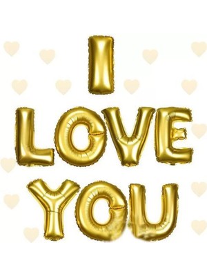 Renas Store I Love You Folyo Balon Altın Renk 35 cm