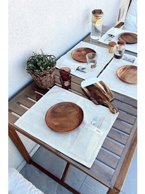 Kai Home 2li %100 Ham Keten Kaşıklık Detaylı Amerikan Servis/ Supla