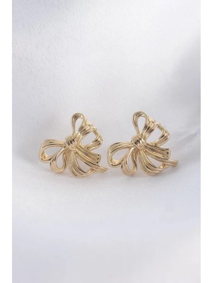 Renas Store Pirinç Gold Renk Fiyonk Küpe - TJ-BKP8944