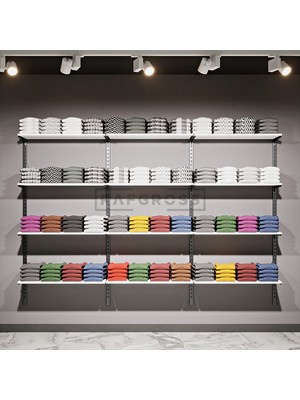 Mağaza Raf Sistemi – Butik Raf Sistemi – Giyinme Odası Raf Sistemi-Raflı Model- 185 × 200 cm