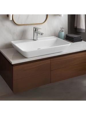 MarkEntegra Beyaz Delikli Lavabo 68 cm Modern Tasarım ile Ergonomik