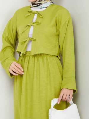 Exit Collection Kadın Üç Bağlamalı Keten Kimono Takım