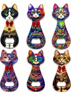 Renas Store Kedi Tasarımı Istanbul Temalı Buzdolapı Süsü Magnet ALK5408